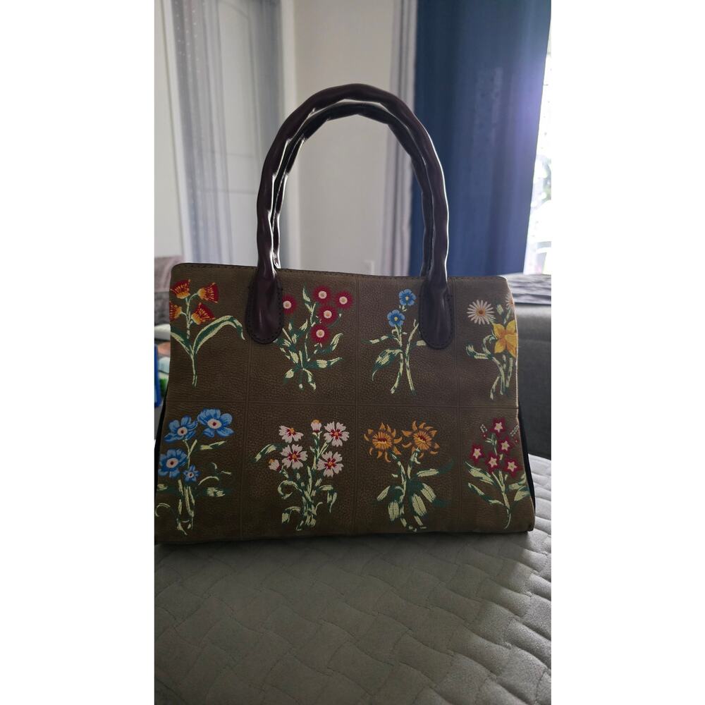 Patricia Nash Tuscan Fields Embroidered Floral Genovese Satchel – Khaki, NWT - Picture 5 of 15